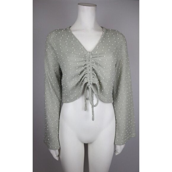 WOMEN'S GRAY CROPPED PULLOVER SWEATER - PAPER MOON - SIZE L - Picture 1 of 7